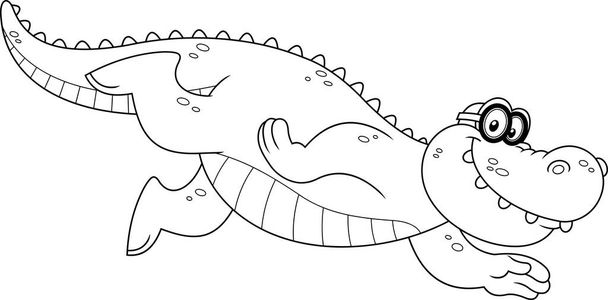 página de libro para colorear con una ilustración de dibujos animados de un dinosaurio - Vector, Imagen