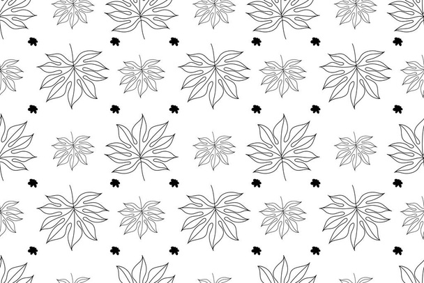Seamless vintage pattern. Repeating sycamore tree leaves on white background. For autumn decoration and design, packaging and printing. Scandinavian Style. Vector illustration  - Vector, Image
