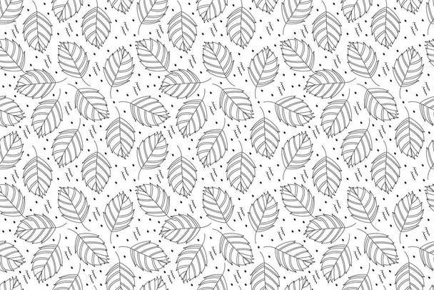 Patrón sin costura abstracto con hojas sobre fondo blanco. Repitiendo infinitas hojas negras en estilo abstracto. Estampado de textura moderna para tela, envoltura, textil, etc. Ilustración vectorial. - Vector, imagen