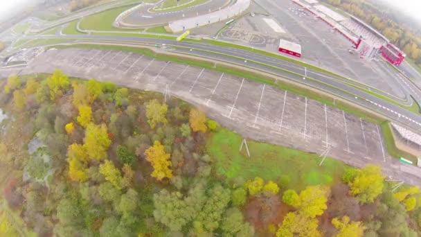 Empty Race ring before race. Aerial view. - Video, Çekim