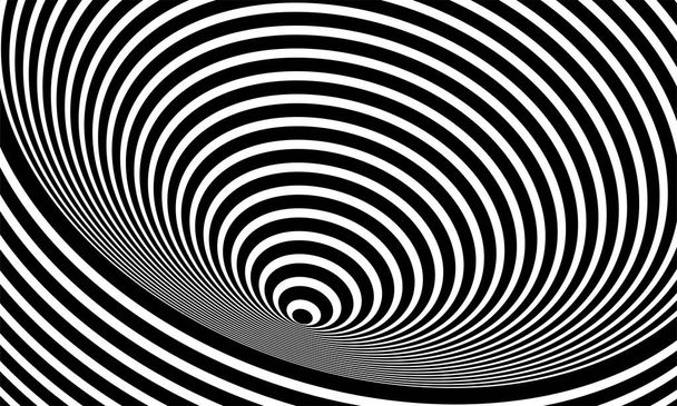 Abstrakte optische Kunst Illusion gestreifter geometrischer schwarz-weißer Oberfläche, die wie ein Teil 1 fließt - Vektor, Bild