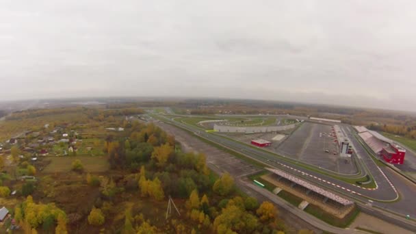 Empty Race ring before race. Aerial view. - Video, Çekim