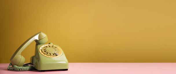 Vintage Retro Telephone Style, Old Object from 1980-1990, Technology and Communication in the Past. Clean, Colourful  and Minimal - Photo, Image