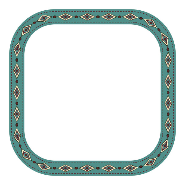 Ethnische dekorative Rahmen. Quadratische Grenze mit mexikanischem Textilmuster. - Vektor, Bild