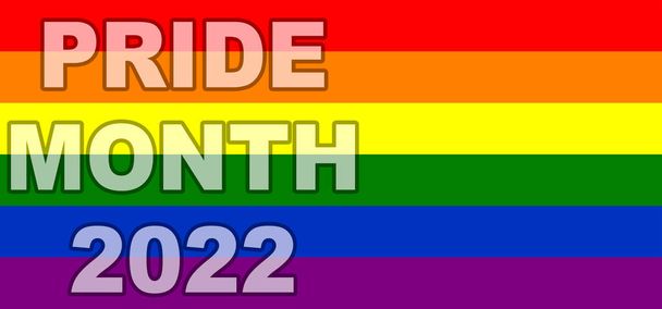 День Гордости 2022. Флаг ЛГБТ. Флаг гордости ЛГБТ или радужная гордость включает в себя флаг лесбийской, гей, бисексуальной и трансгендерной ЛГБТ-организации. 3D иллюстрация. Международный день гордости ЛГБТ. - Фото, изображение