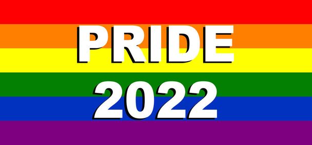 Día del Orgullo 2022. Bandera LGBT. La bandera del orgullo LGBT o bandera del orgullo del arco iris incluye la bandera de la organización LGBT lesbiana, gay, bisexual y transgénero. Ilustración 3D. Día Internacional del Orgullo LGBT. - Foto, imagen