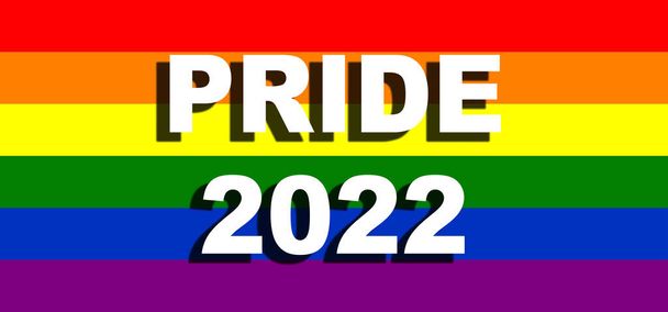 Onur Günü 2022. LGBT bayrağı. LGBT gurur bayrağı, lezbiyen, gey, biseksüel ve transgender LGBT örgütlerinin bayrağını içerir. Üç boyutlu illüstrasyon. Uluslararası LGBT Onur Günü. - Fotoğraf, Görsel