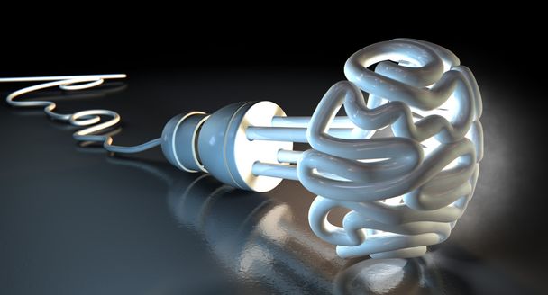 Brain Flourescent Light Bulb - Photo, Image