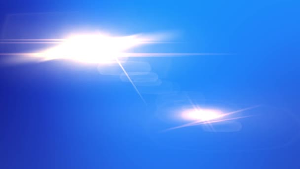 Περιστροφή φλας φακού σε μπλε φόντο διαρροής φωτός. PC 2D απόδοση - Πλάνα, βίντεο