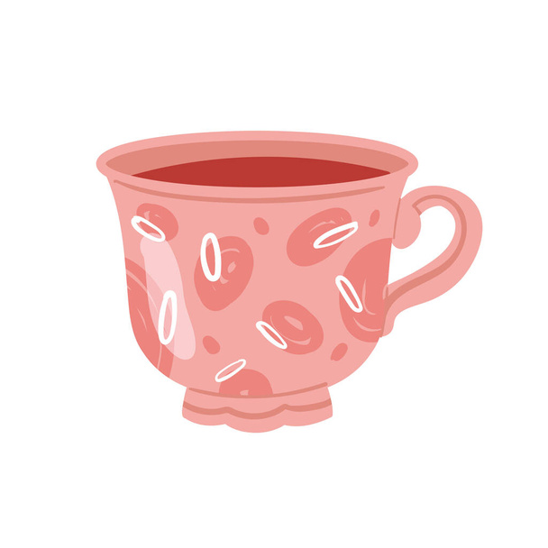English beverage tea pot. Coffee serving mug, ceremony teacup vector illustration - Vetor, Imagem
