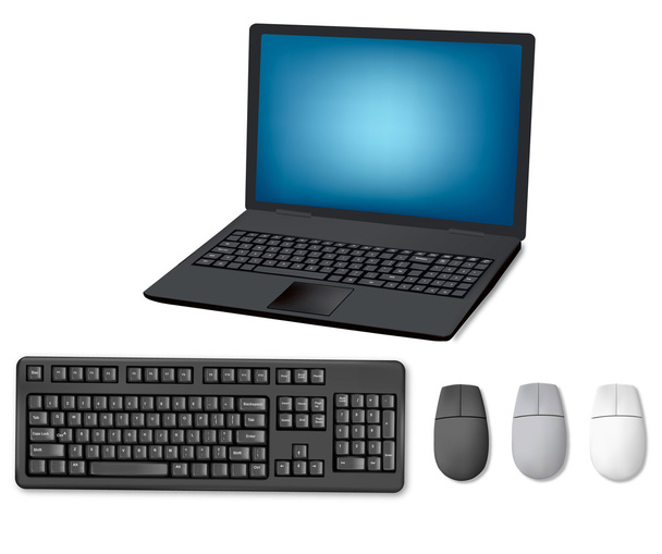 laptop, telefoon en kantoorbenodigdheden, op tafel te leggen. vector. - Vector, afbeelding