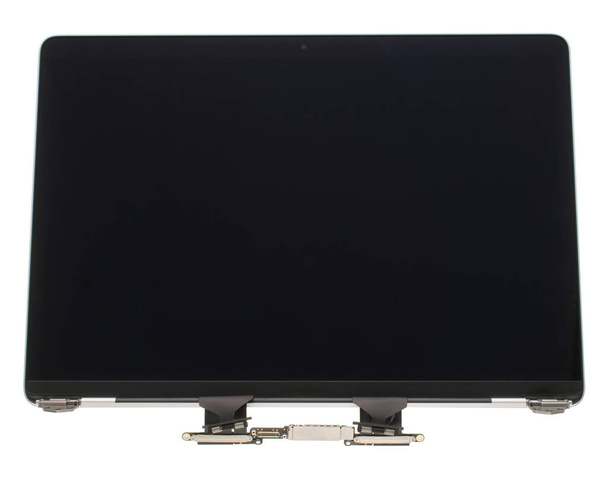 Gehäuseteile für einen Laptop, eine Bildschirmanordnung für einen Laptop, ein Ersatzteil für einen Computer, auf weißem Hintergrund - Foto, Bild