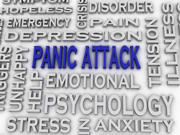 3d imagen Panic attack  issues concept word cloud background - Photo, Image