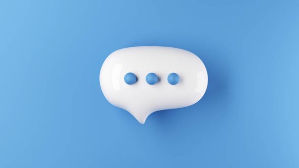Chat zeepbel op blauwe achtergrond. Chat of online praten concept. 3D-weergave - Foto, afbeelding