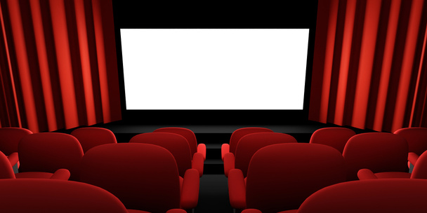 Cinema screen 3D rendering. Cinema mock-up screen. 3D rendering - Photo, Image
