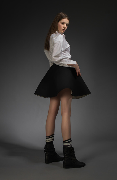 Model  in studio in modern outfit - Photo, image