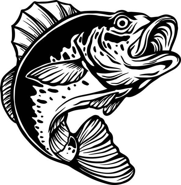 Vector Illustration von Cartoon Fisch-Symbol auf weißem Hintergrund - Vektor, Bild