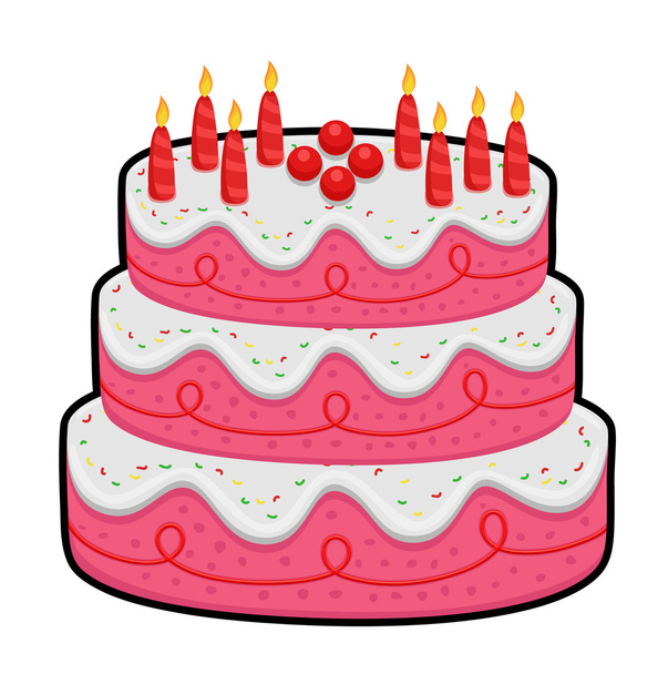 3 層の誕生日ケーキ - ベクター画像