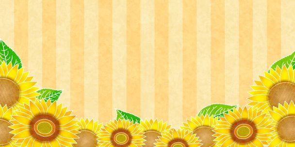 Sunflower summer Japanese paper background - ベクター画像
