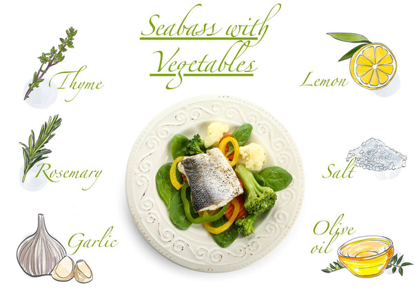 白を基調とした野菜や具材が美味しい料理のシーズンベース - 写真・画像