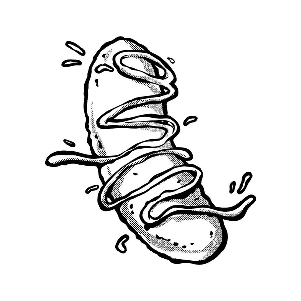 hot dog illustration με σάλτσα. χειροκίνητη τεχνική. γραμμή τέχνης - Διάνυσμα, εικόνα