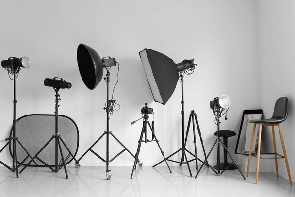 Modern lighting equipment in photo studio - Photo, Image