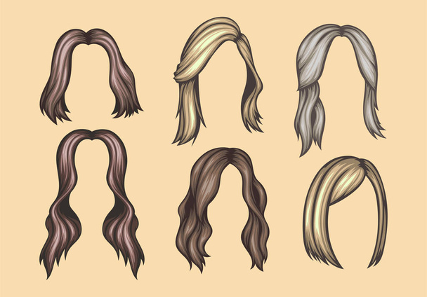 Set of Variety women hairstyles - Vector, Image