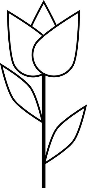 Afbeelding eenvoudige bloeiende bloem, knop stengel bladeren voorraad illustratie - Vector, afbeelding