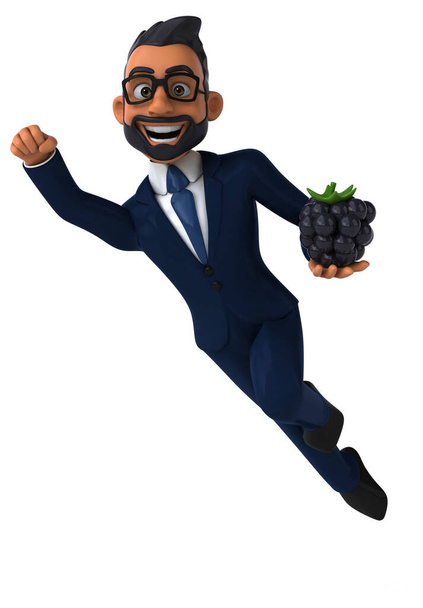 Fun 3D cartoon illustration of an indian businessman with berry  - Foto, afbeelding