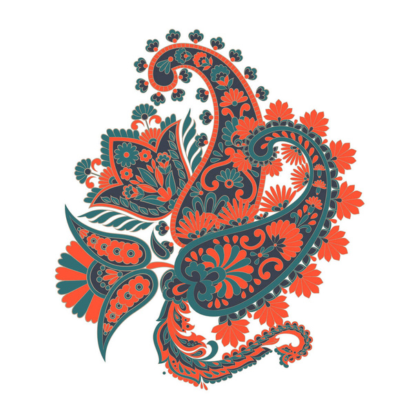 Paisley vectot pattern with flowers in indian style - Vector, Image