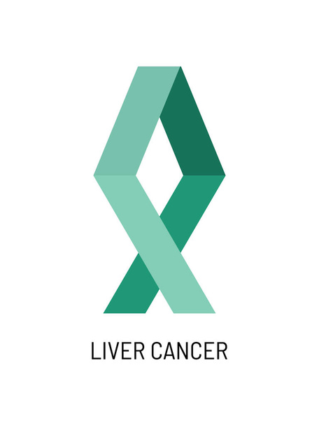 Liver cancer awareness symbol. Emerald color vector illustration. - Vetor, Imagem