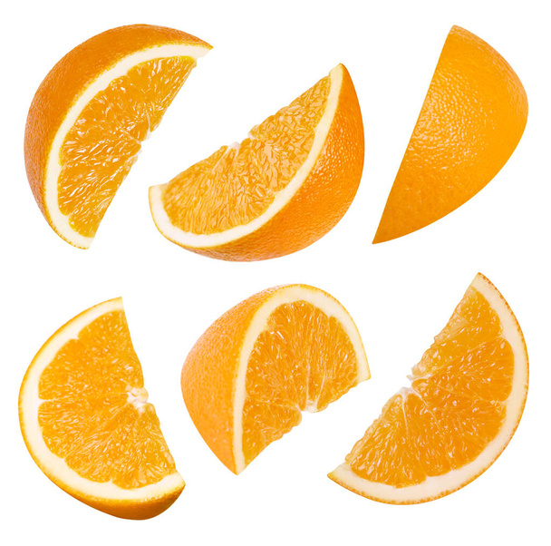 Orange collection. Orange with clipping path isolated on a white background. Fresh organic fruit. Full depth of field - Foto, Imagen