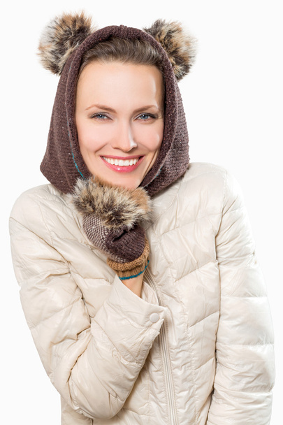 Beautiful brunette girl in winter clothes - Foto, Imagen