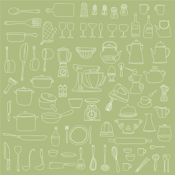 Illustration collection of tools used in the kitchen, - Vettoriali, immagini
