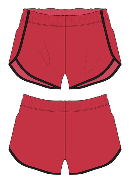 Bekleidung Baumwollstoff Sport Shorts Attrappe nach vorne und hinten Ansichten. - Vektor, Bild