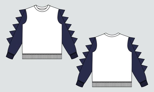 Sweatshirt for kids, vector Illustration template, front and back view. - Вектор,изображение