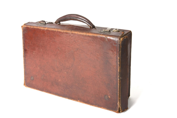 Old vintage brown battered suitcase - Fotografie, Obrázek
