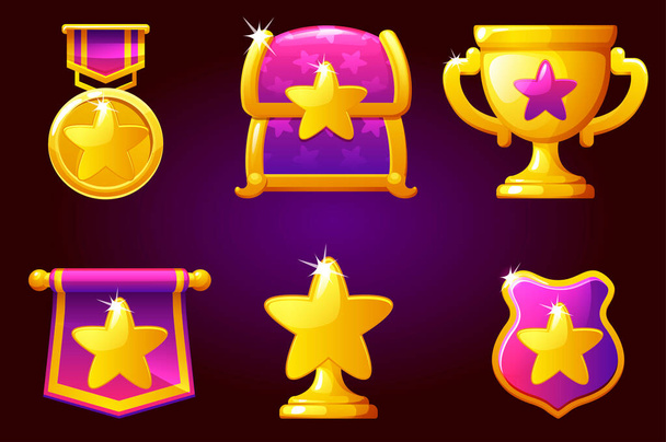 Vector stars icons for Game, violaceous rating icon - Vector, Image