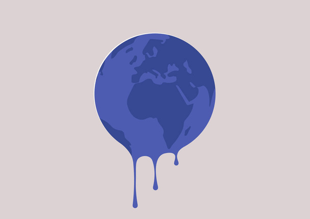 A global warming catastrophe, A climate change problem, a Planet Earth melting - Вектор, зображення
