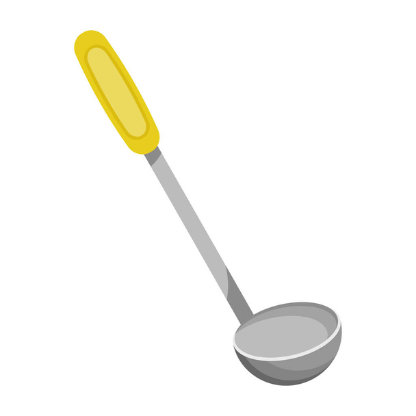 Kitchen ladle in cartoon style. Vector icon of ladle isolated on a white background. Kitchenware. - Vecteur, image