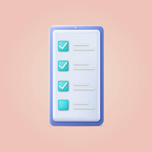 3d checklist on a phone screen. Vector illustration - Vector, Image