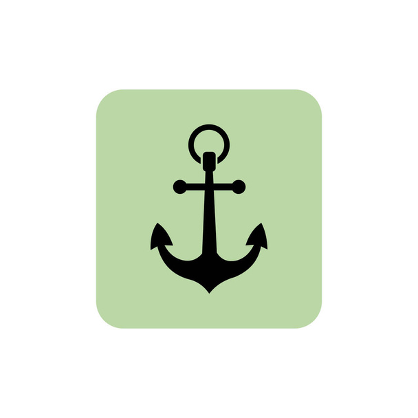 Корабельний якір векторна піктограма на зеленому фоні, піктограма веб-дизайну
 - Вектор, зображення