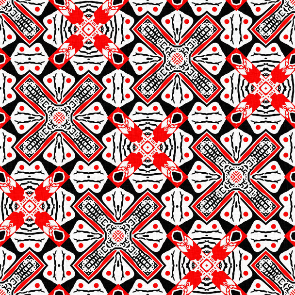 Rojo negro inconsútil patrón de bandana de mosaico arabesco. Pañuelo masculino moderno estampado de bufanda geométrica, moda gráfica abstracta y azulejo de arte de papel pintado - Foto, Imagen