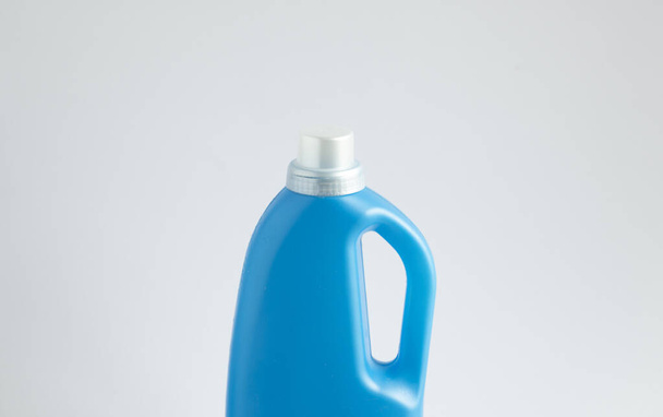 Blue plastic bottles of cleaning products. Mock up - Fotografie, Obrázek