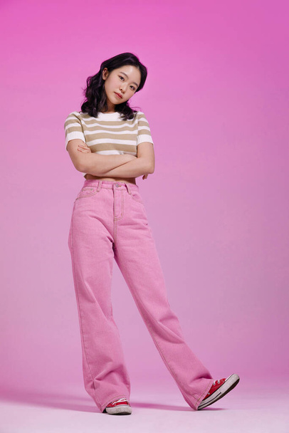 mz generation Asian Korean girl in confident pose - Фото, изображение