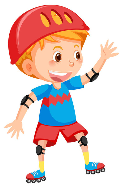 Roztomilý chlapec na inline brusle ilustrace - Vektor, obrázek