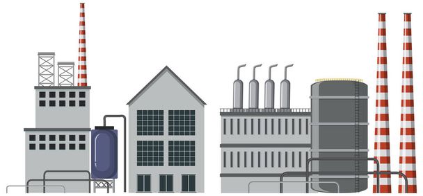 Indústria petrolífera desenho animado de fábrica ilustração - Vetor, Imagem