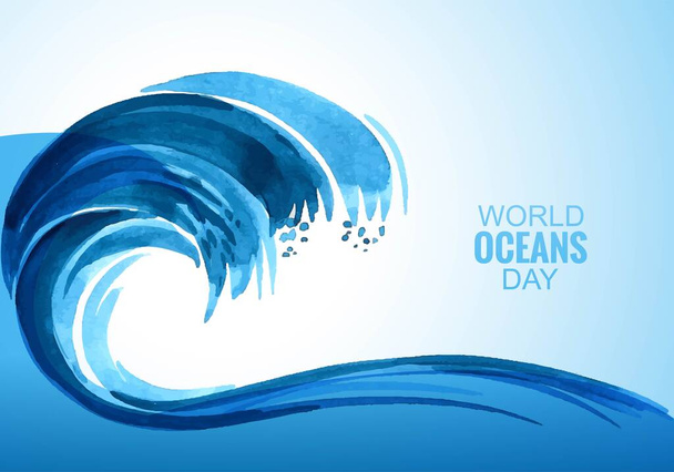 Journée mondiale de l'océan sur fond de vagues océaniques - Vecteur, image