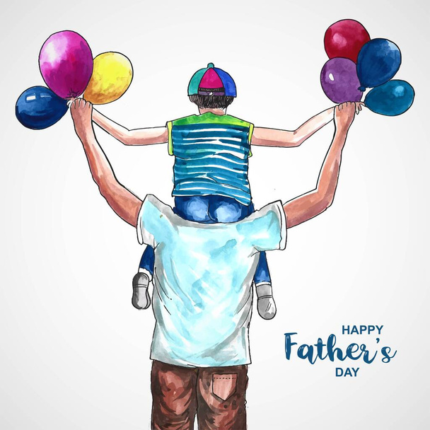 Happy father's day with dad and children background - Vector, Image