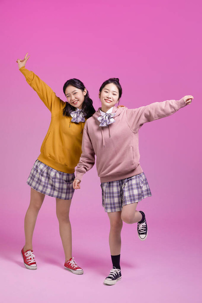mz generation, happy jolly Korean Asian girls - Φωτογραφία, εικόνα